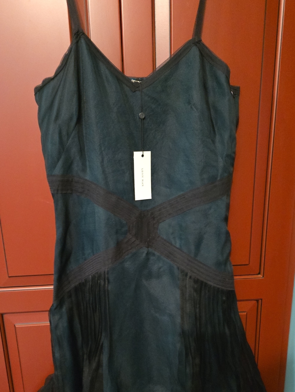 Strapless Black Slip Dress with X-Waist Detail